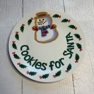 Cookies for Santa Snowman Christmas Plate 8" Ceramic